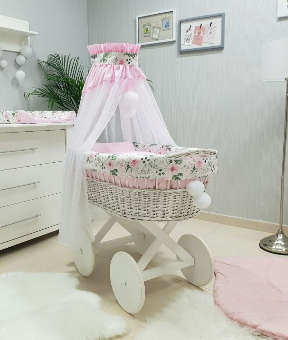 Berceau Bebe Xarriage Avec Ensemble Literie Roses Rose Rose